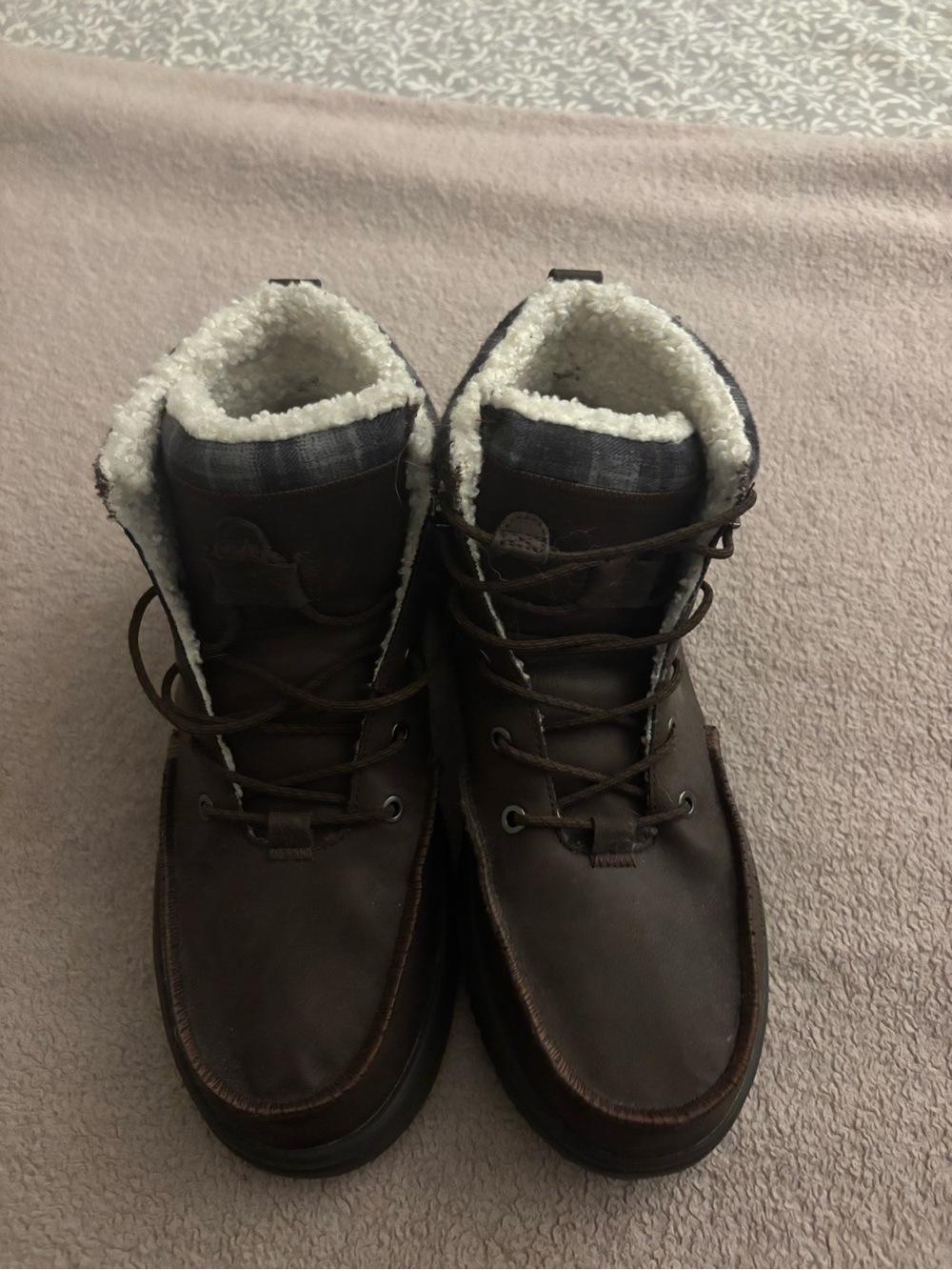 Hey Dude Men's Bradley Boots dark brown Sherpa lined